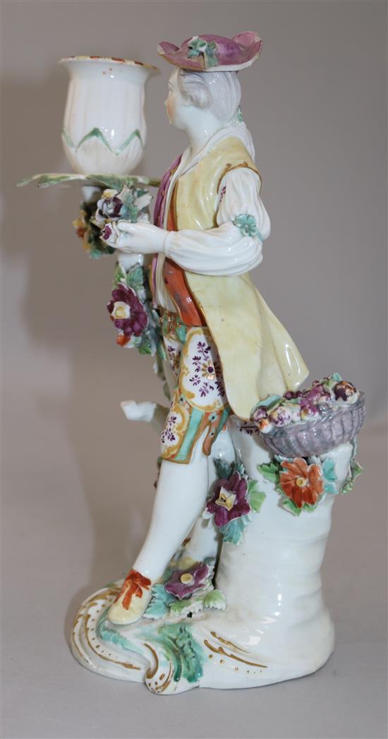 A Derby candlestick figure, late 18th century, 24cm